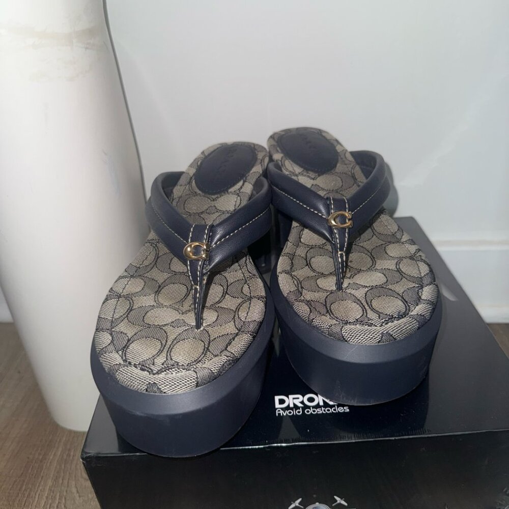 Coach Wedge Thong Sandals Sz. 8 - Picture 2 of 5